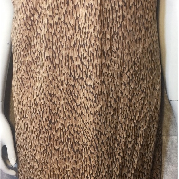 Ann Taylor VTG 90s 30s Silk Slip Brown Print Dress - Picture 7 of 7